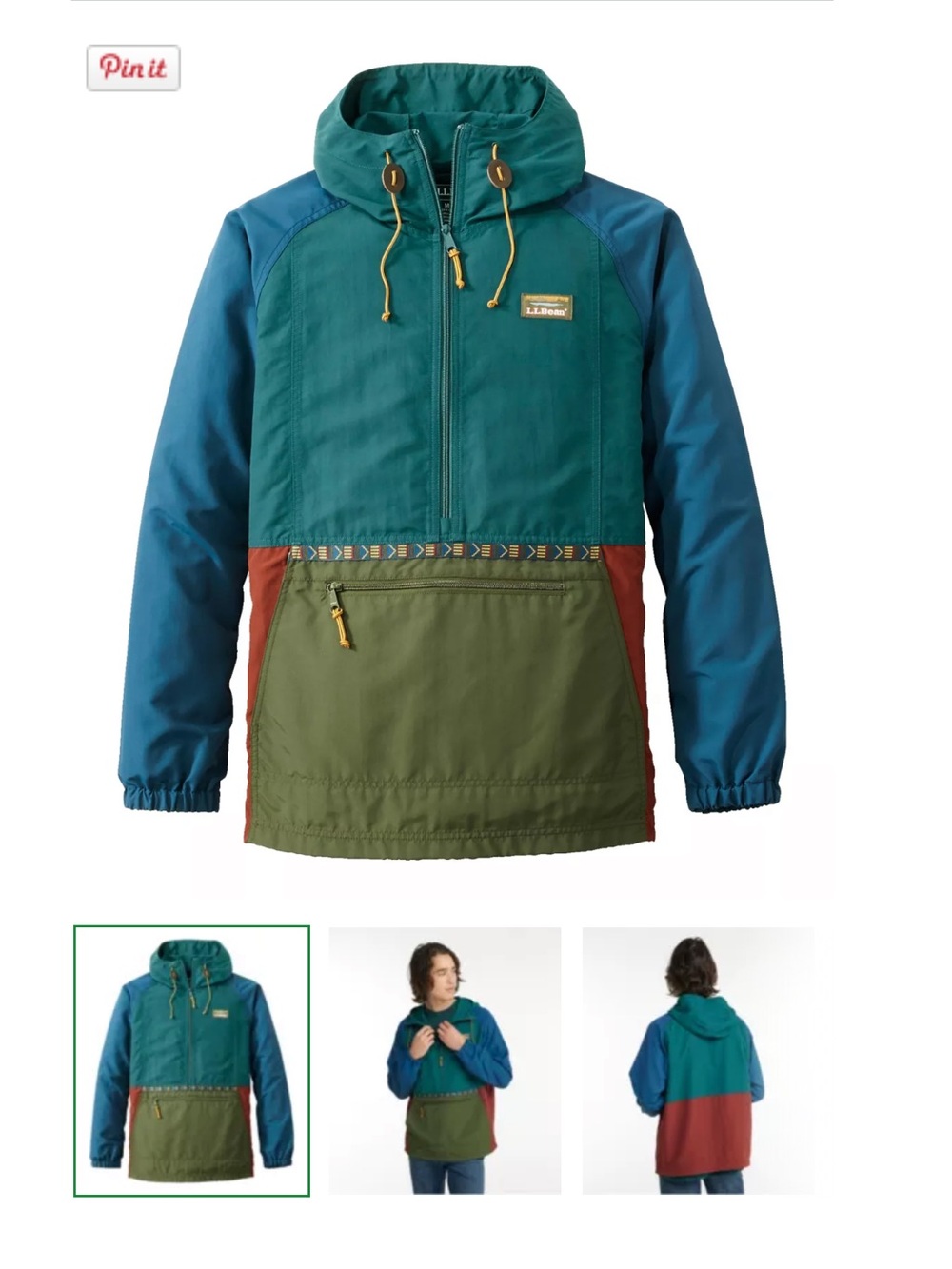 L.L. Bean Men's Mountain Classic Anorak, Multi-Color
